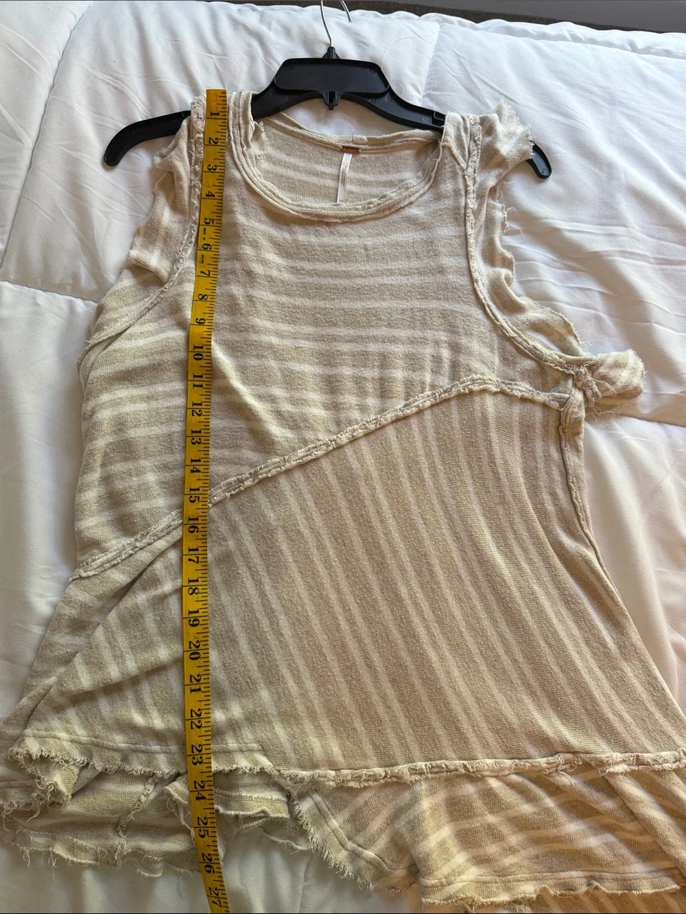 Free People Striped Asymmetrical Sleeveless Dress/Tunic in Beige and White